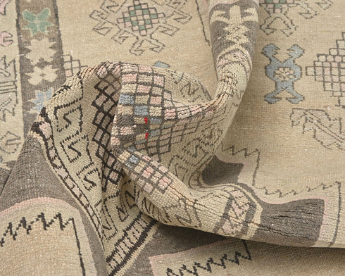 12 Ft Vintage Brown Persian Style Hand Knotted Low Pile Wool Runner Rug